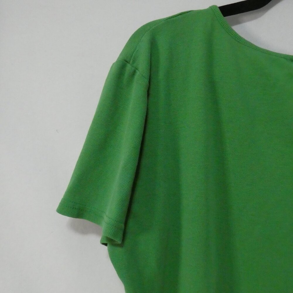 TALBOTS  Bright Green Square Neck Short Sleeve Cotton Tee - P2P 22" - Picture 8 of 13
